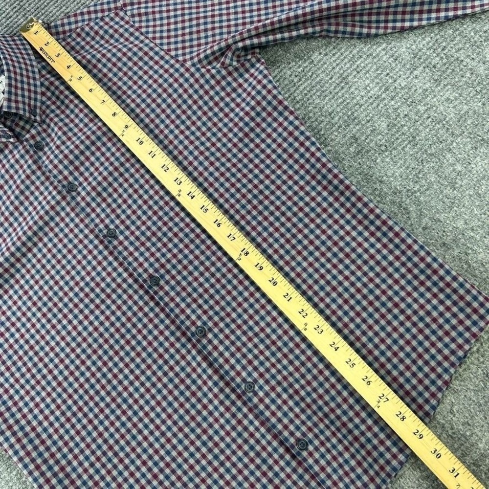 Mizzen + Main Leeward Trim Fit Performance Shirt Mens Large Garnet Gingham Dress - Picture 8 of 10